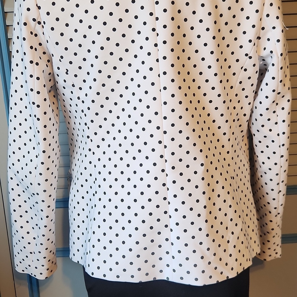 Carmen Marc Valvo White & Black Polka Dot Blazer - Picture 12 of 14